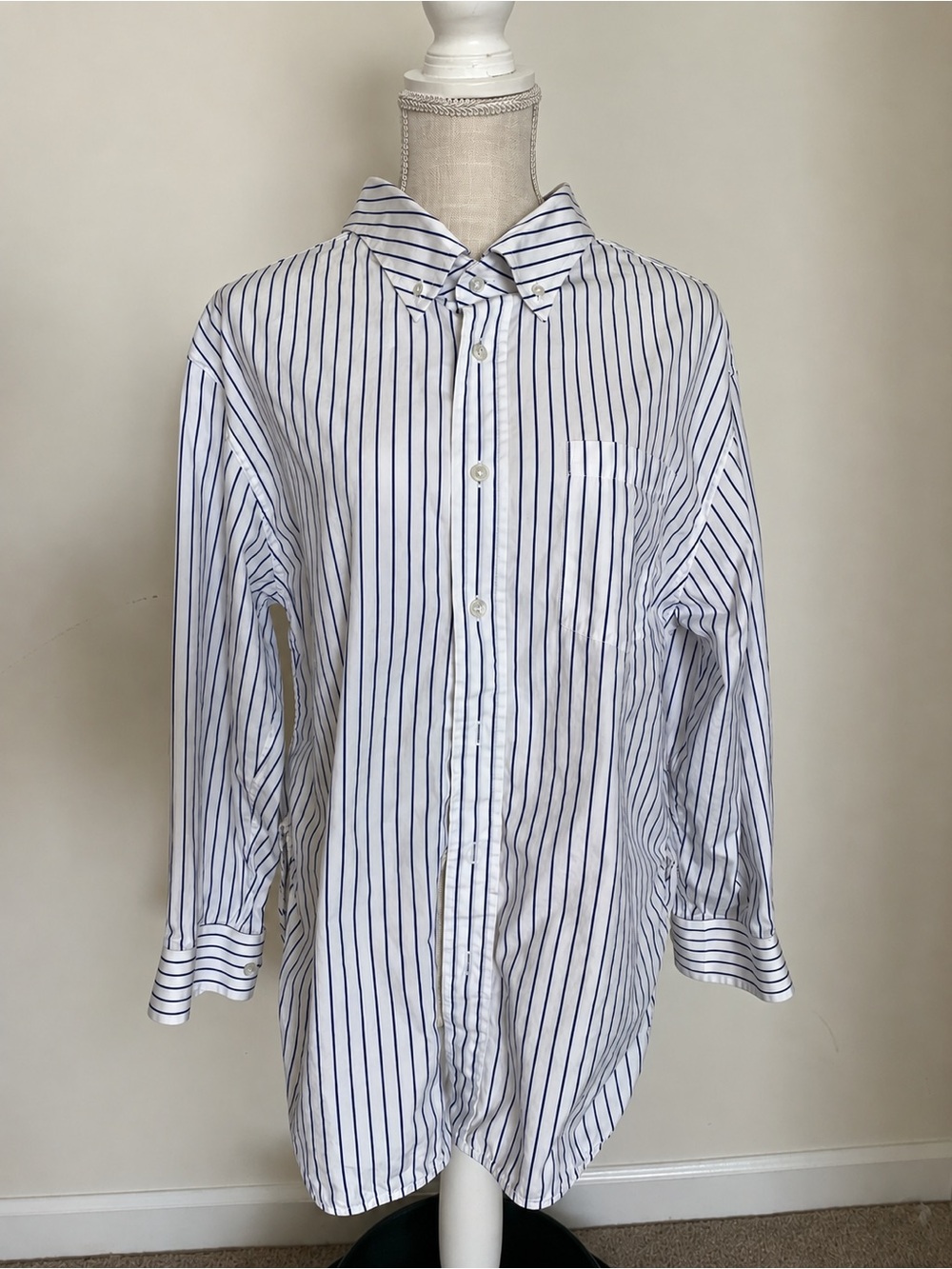 Bagutta Barbara Blue White Striped Oversized Cotton Button Down Shirt XS